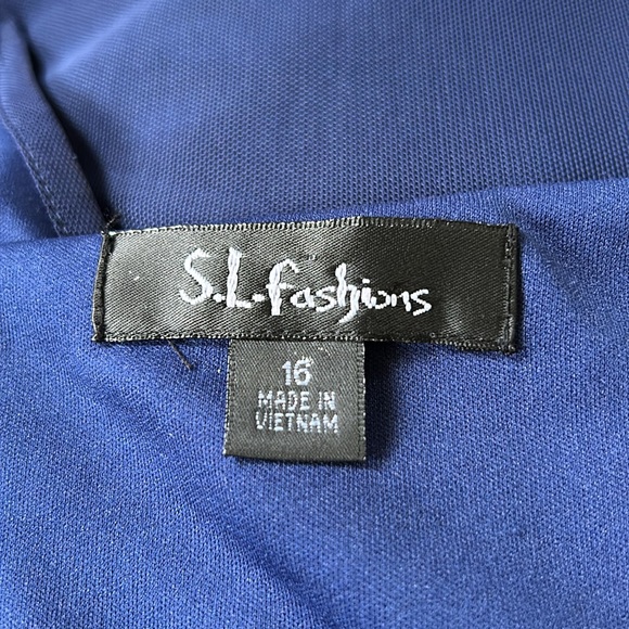 SL Fashion Navy Dress Beaded sleeveless size 16 - Picture 5 of 5